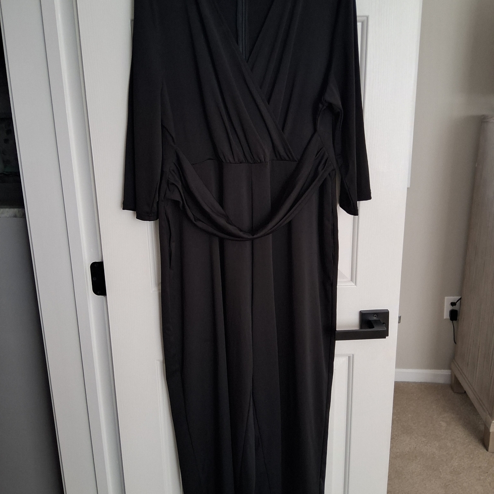 Black Women's Wrap-Front Jumpsuit